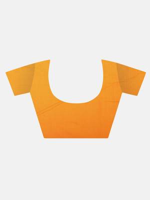 Orange woven silk saree with blouse 7