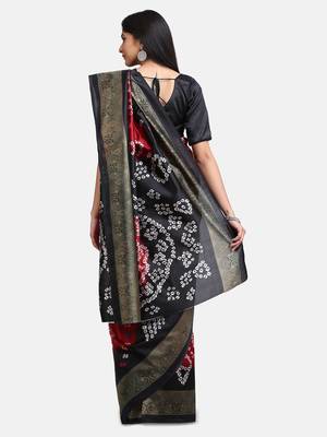 Red printed bhagalpuri saree with blouse 4