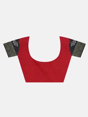 Red printed bhagalpuri saree with blouse 6