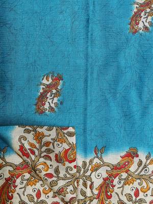Sky Blue Khadi Digital Printed Traditional Saree 5