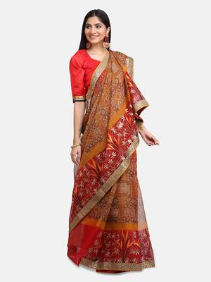 Yellow Kota Embroidery Traditional Saree 4