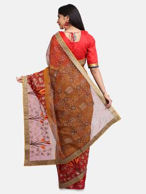 Yellow Kota Embroidery Traditional Saree 5