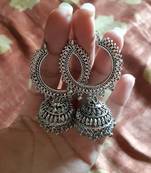  Designer indian traditional oxidised dangler silver jhumkas earrings