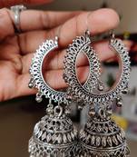  Designer indian traditional oxidised dangler silver jhumkas earrings