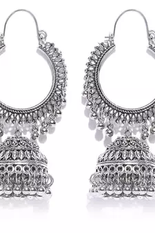  Designer indian traditional oxidised dangler silver jhumkas earrings