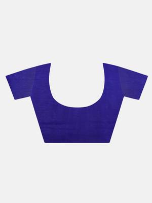 Blue printed art silk saree with blouse 6