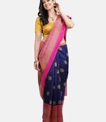 Multicolor printed art silk saree with blouse
