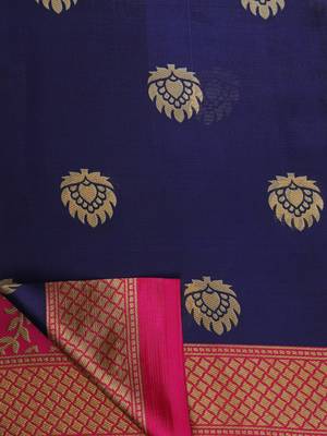 Multicolor printed art silk saree with blouse 5