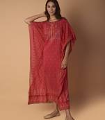 Pink printed cotton long-tops