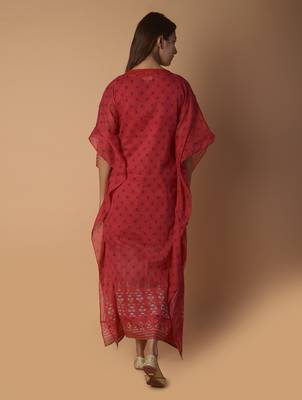 Pink printed cotton long-tops 2