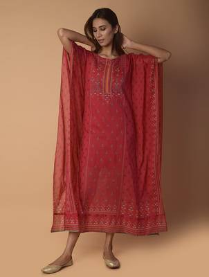 Pink printed cotton long-tops 4