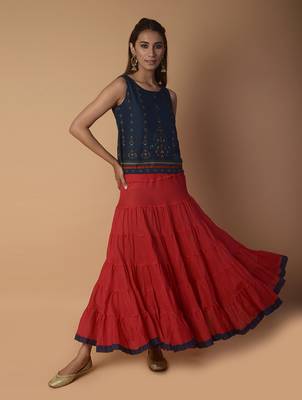 Navy-blue printed cotton cotton-tops 2