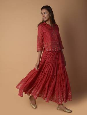 Pink printed cotton cotton-tops 4