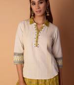 Off-white embroidered cotton cotton-tops