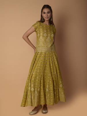 Yellow printed cotton skirts 1