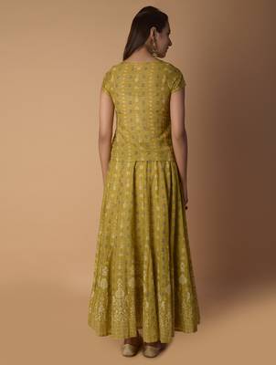 Yellow printed cotton skirts 2