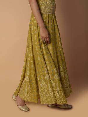 Yellow printed cotton skirts 3