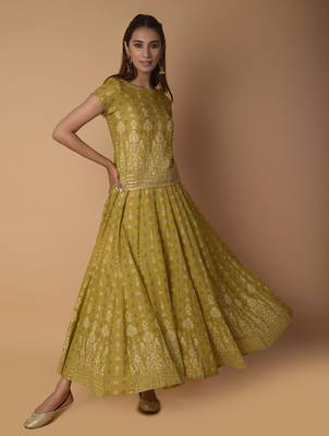 Yellow printed cotton skirts 5