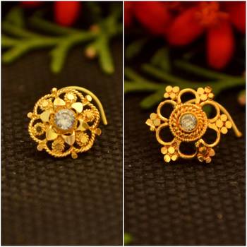 Combo Deal Designer stone studded premium gold plated diamond nose-ring or nose pin 1
