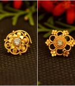 Combo Deal Designer stone studded premium gold plated diamond nose-ring or nose pin