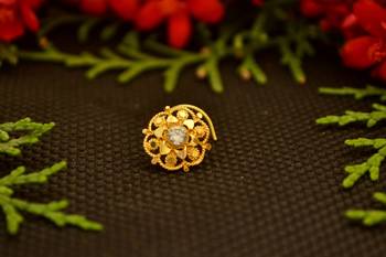 Combo Deal Designer stone studded premium gold plated diamond nose-ring or nose pin 2