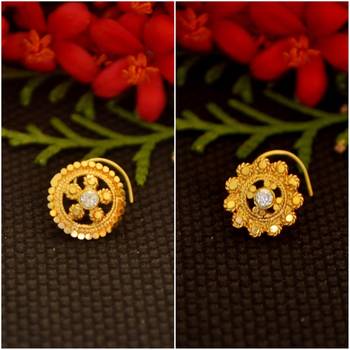 Combo Deal Designer stone studded premium gold plated diamond nose-ring or nose pin 1
