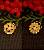 Combo Deal Designer stone studded premium gold plated diamond nose-ring or nose pin