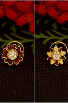 Combo Deal Designer stone studded premium gold plated diamond nose-ring or nose pin