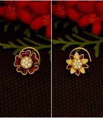 Combo Deal Designer stone studded premium gold plated diamond nose-ring or nose pin