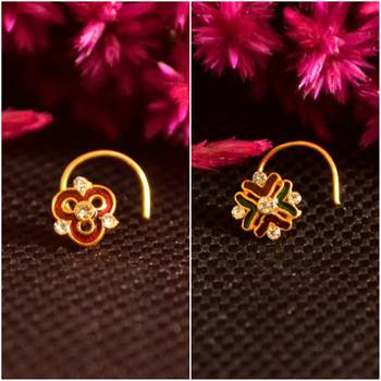 Combo Deal Designer stone studded premium gold plated diamond nose-ring or nose pin 1
