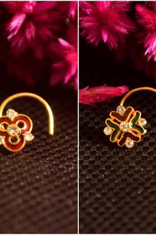 Combo Deal Designer stone studded premium gold plated diamond nose-ring or nose pin