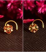 Combo Deal Designer stone studded premium gold plated diamond nose-ring or nose pin