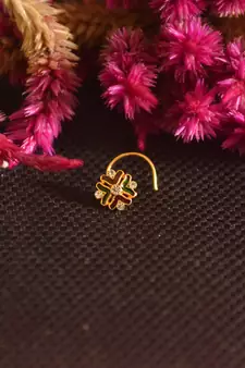 Combo Deal Designer stone studded premium gold plated diamond nose-ring or nose pin