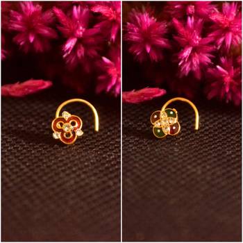 Combo Deal Designer stone studded premium gold plated diamond nose-ring or nose pin 1