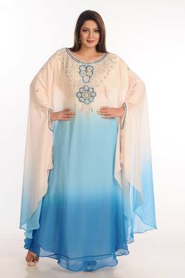 Multicolor Zari Work Georgette Islamic Style Party Wear Stones And Beads Embedded Arabian Kaftan 4
