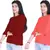 Kevat Gems Casual Roll-up Sleeve Solid Women Brown&Red Cherry Rayon Top (Pack Of 2)