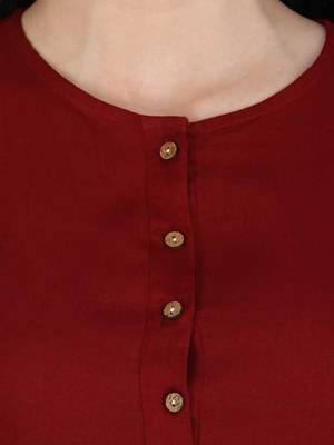 Kevat Gems Casual Roll-up Sleeve Solid Women Red&Brown Rayon Top (Pack Of 2) 2