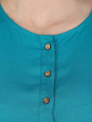 Kevat Gems Casual Roll-up Sleeve Solid Women Light Blue Rayon Top (Pack Of 2) 2