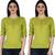 Kevat Gems Casual Roll-up Sleeve Solid Women Green Rayon Top (Pack Of 2)