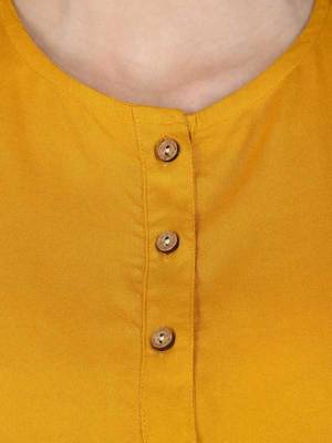 Kevat Gems Casual Roll-up Sleeve Solid Women Mustard Rayon Top (Pack Of 2) 2