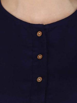 Kevat Gems Casual Roll-up Sleeve Solid Navy blue Rayon Top (Pack Of 2) 2