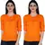 Kevat Gems Casual Roll-up Sleeve Solid Orange Rayon Top (Pack Of 2)