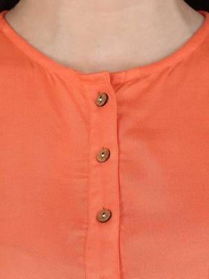 Kevat Gems Casual Roll-up Sleeve Solid Peach Rayon Top (Pack Of 2) 2
