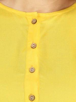 Kevat Gems Casual Roll-up Sleeve Solid Yellow Rayon Top (Pack Of 2) 2