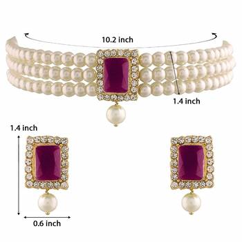Gold Plated Traditional Handcrafted Ruby Stone Beaded Choker with Earrings For Women/Girls  3