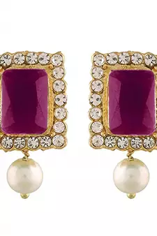 Gold Plated Traditional Handcrafted Ruby Stone Beaded Choker with Earrings For Women/Girls 