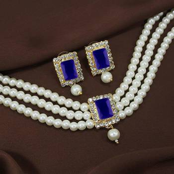 Traditional Handcrafted Sapphire Stone Beaded Choker with Earrings For Women/Girls  2