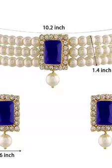 Traditional Handcrafted Sapphire Stone Beaded Choker with Earrings For Women/Girls 