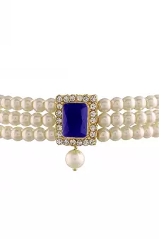 Traditional Handcrafted Sapphire Stone Beaded Choker with Earrings For Women/Girls 