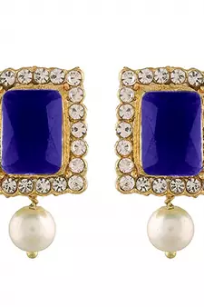 Traditional Handcrafted Sapphire Stone Beaded Choker with Earrings For Women/Girls 